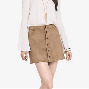 Express Suede Button Down Skirt